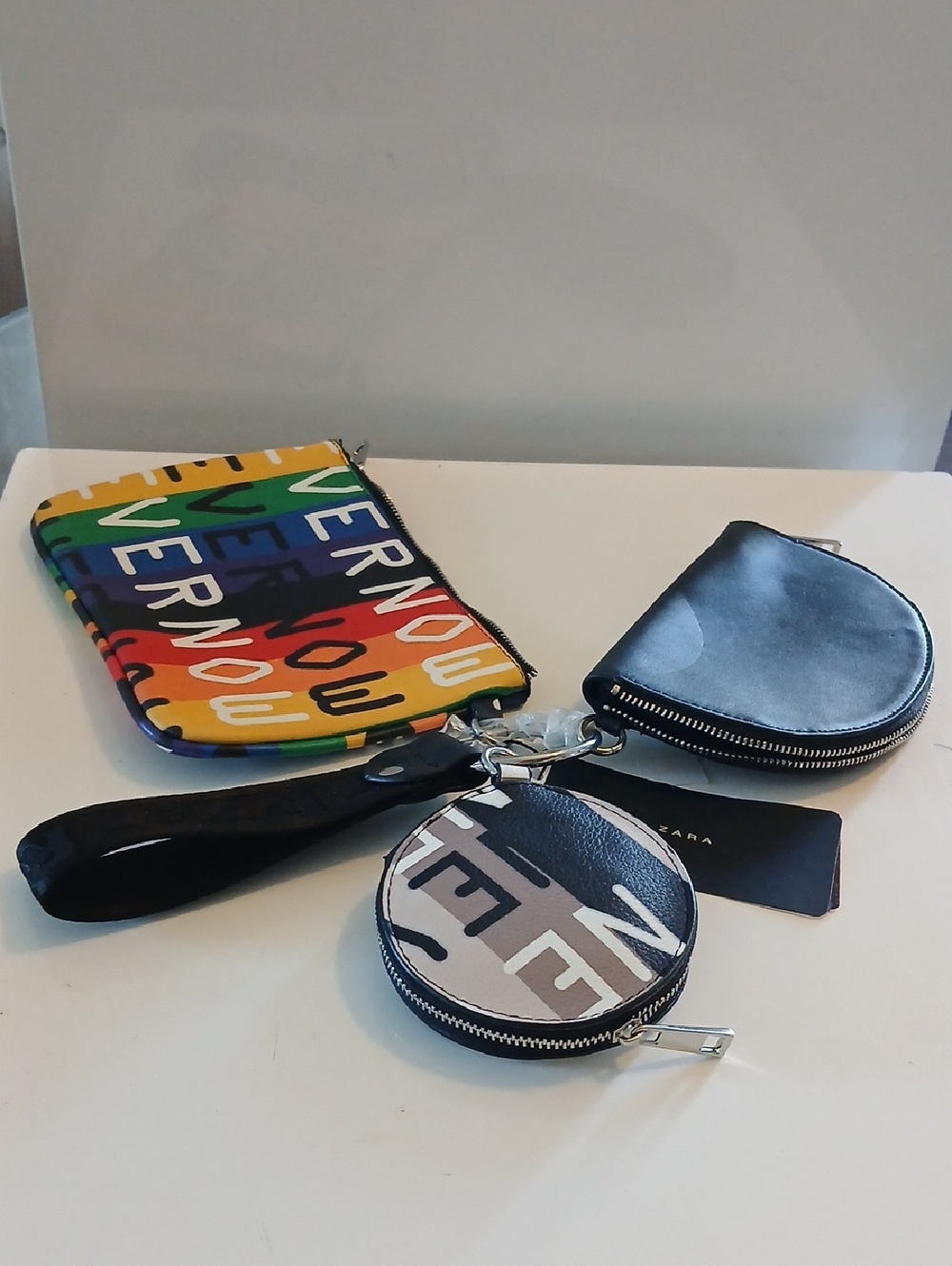 Zara Multicolor Rainbow Logo Wristlet Set NWT